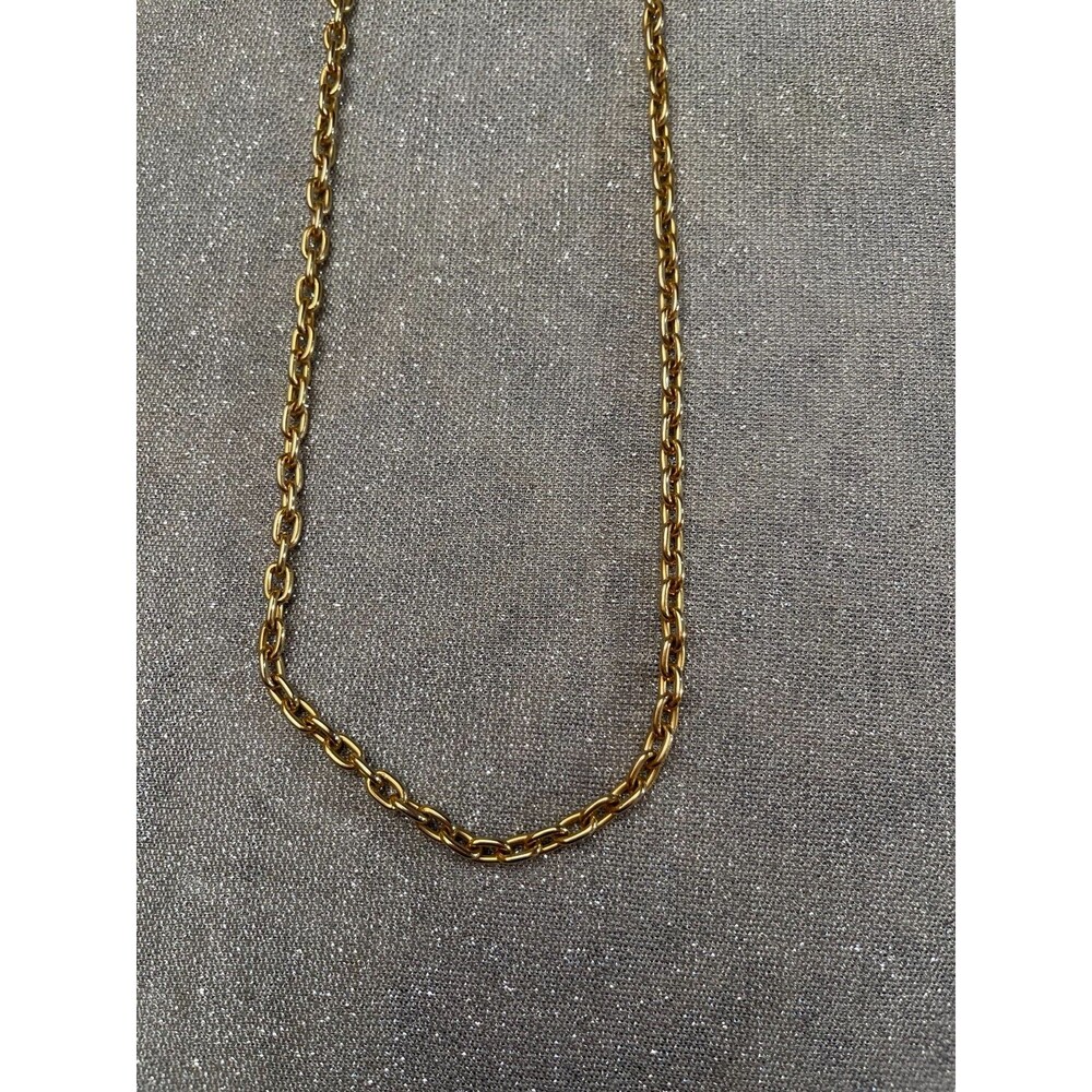 Vintage 70s Long Gold Tone Chain Necklace Layering Flapper Disco Studio 54